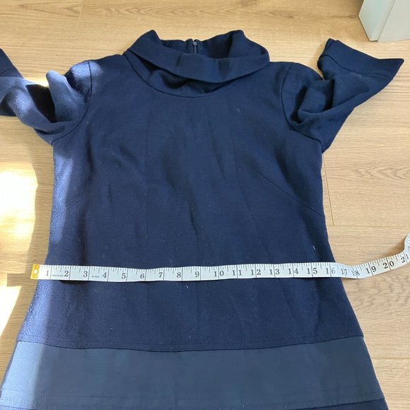 Laurel 100% wool a -line dual texture navy dress size 6 - Picture 9 of 12